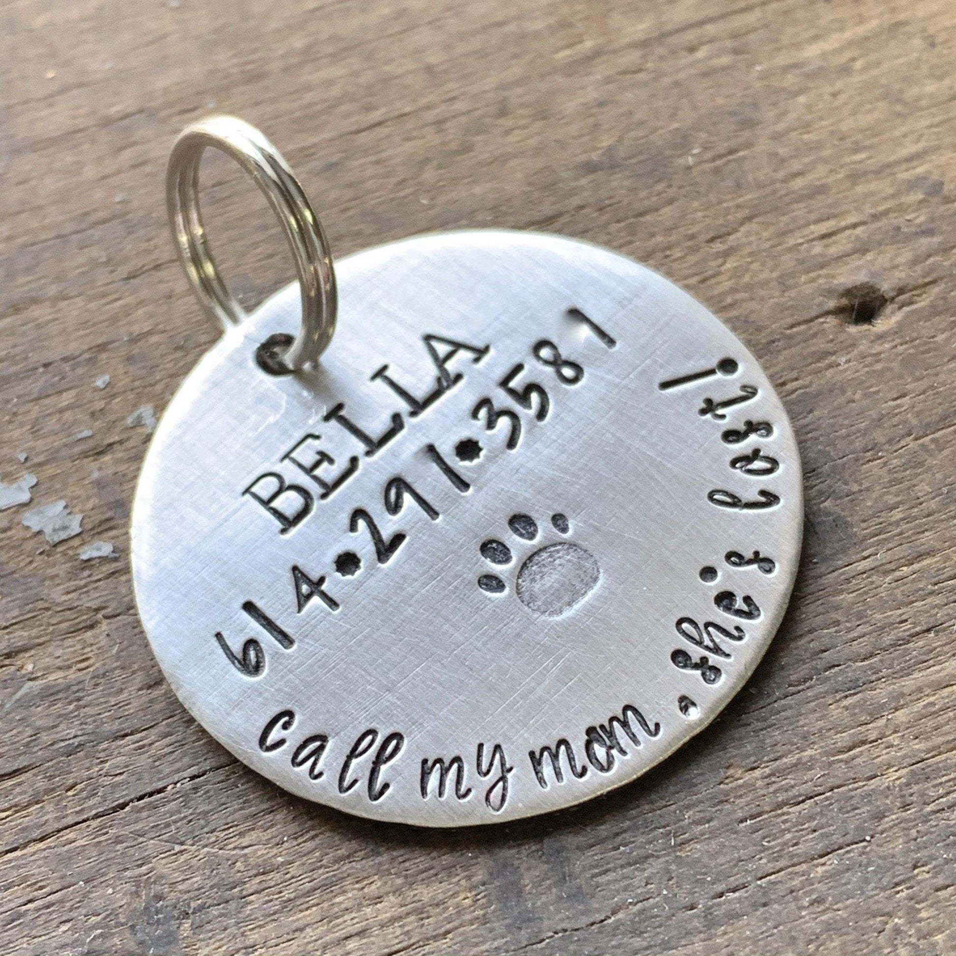 Large Silver Funny Dog Tag, Call My Mom She's Lost! - KyleeMae Designs