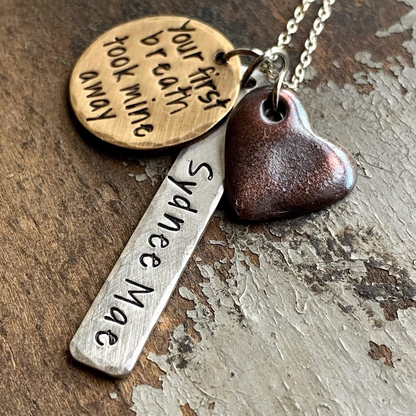 Personalized Gift for New Mom, Your First Breath Took Mine Away Necklace - KyleeMae Designs