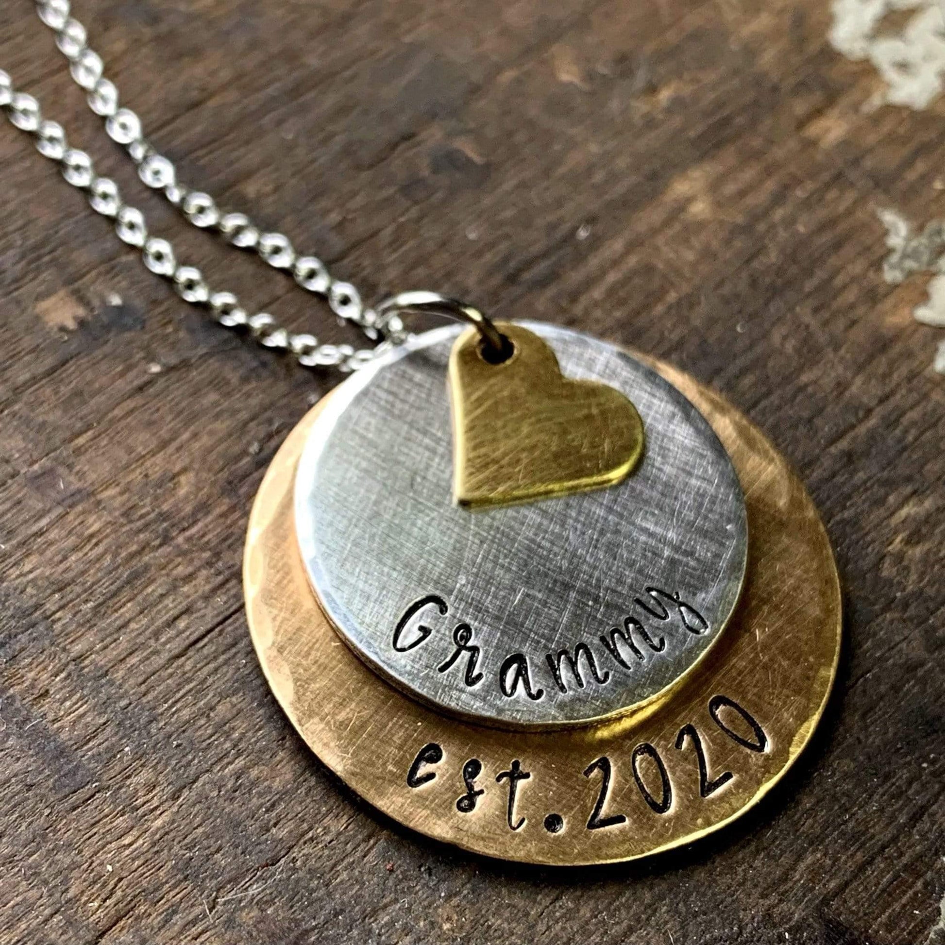 Personalized New Grandma Necklace, Established Grandma Jewelry, Custom Engraved New Nana Gift - KyleeMae Designs