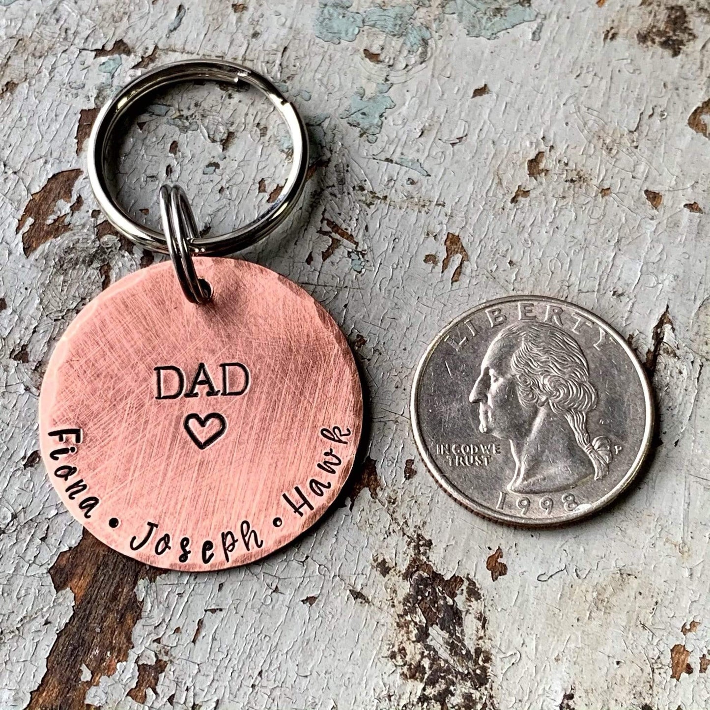 Personalized Copper Keychain for Dad with Childrens Names - KyleeMae Designs
