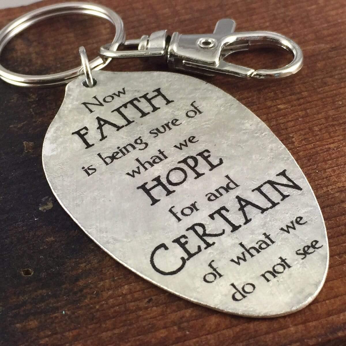 Faith is being sure of what we hope for spoon keychain by kyleemae designs