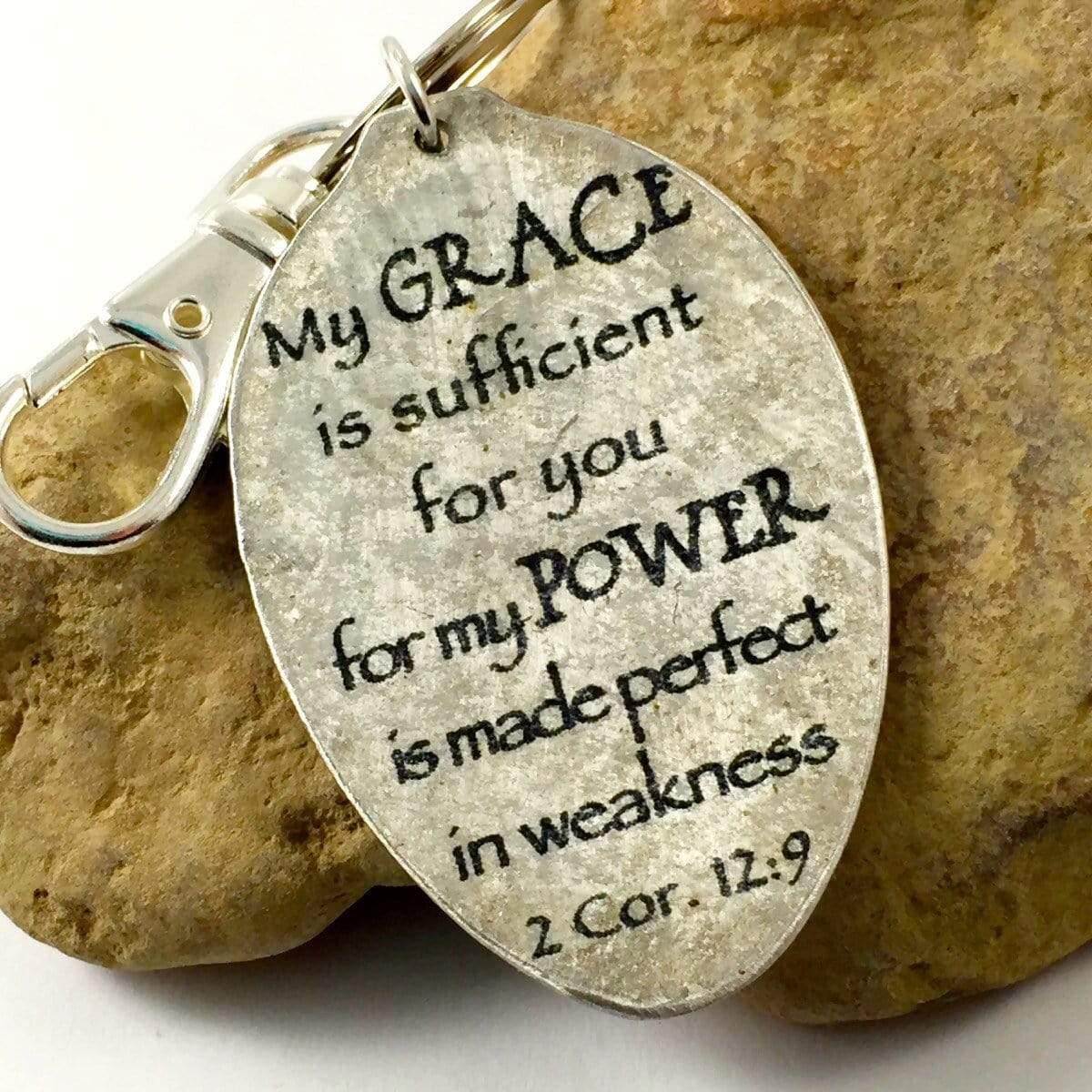 my grace is sufficient for you spoon keychain by kyleemae designs