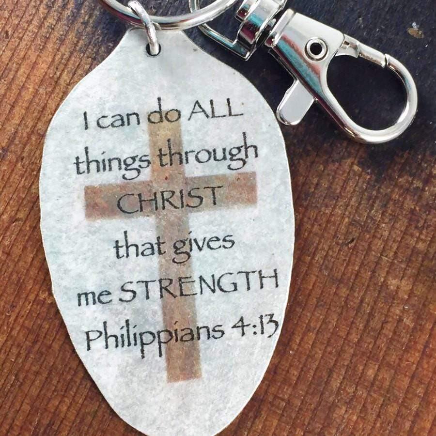 philippians 4:13 scripture spoon keychain by kyleemae designs