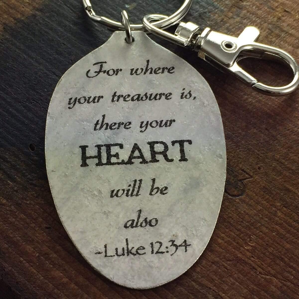 Luke 12:34 For where your treasure is, there your heart will be also Scripture Keychain - KyleeMae Designs