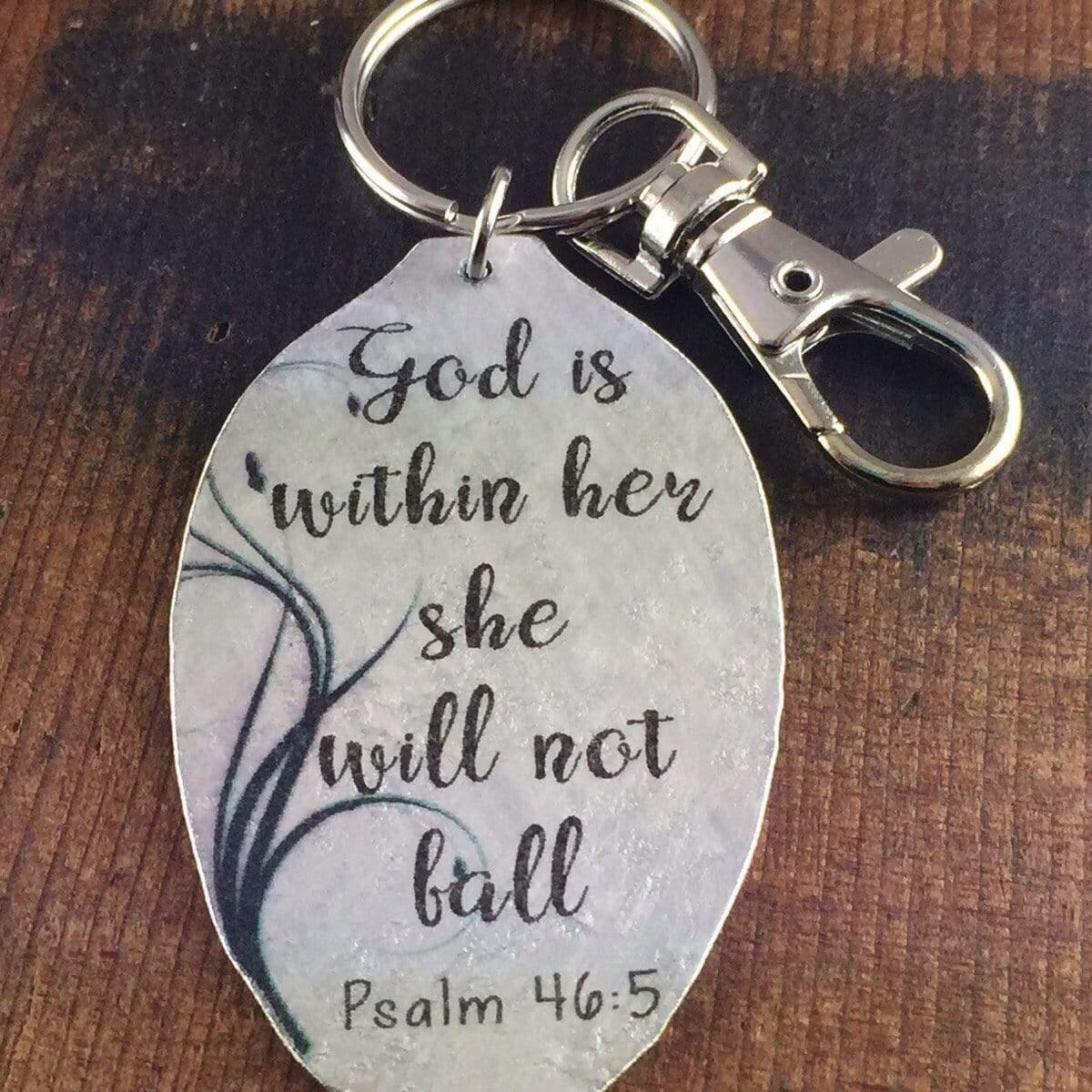 God is within her front view keychain
